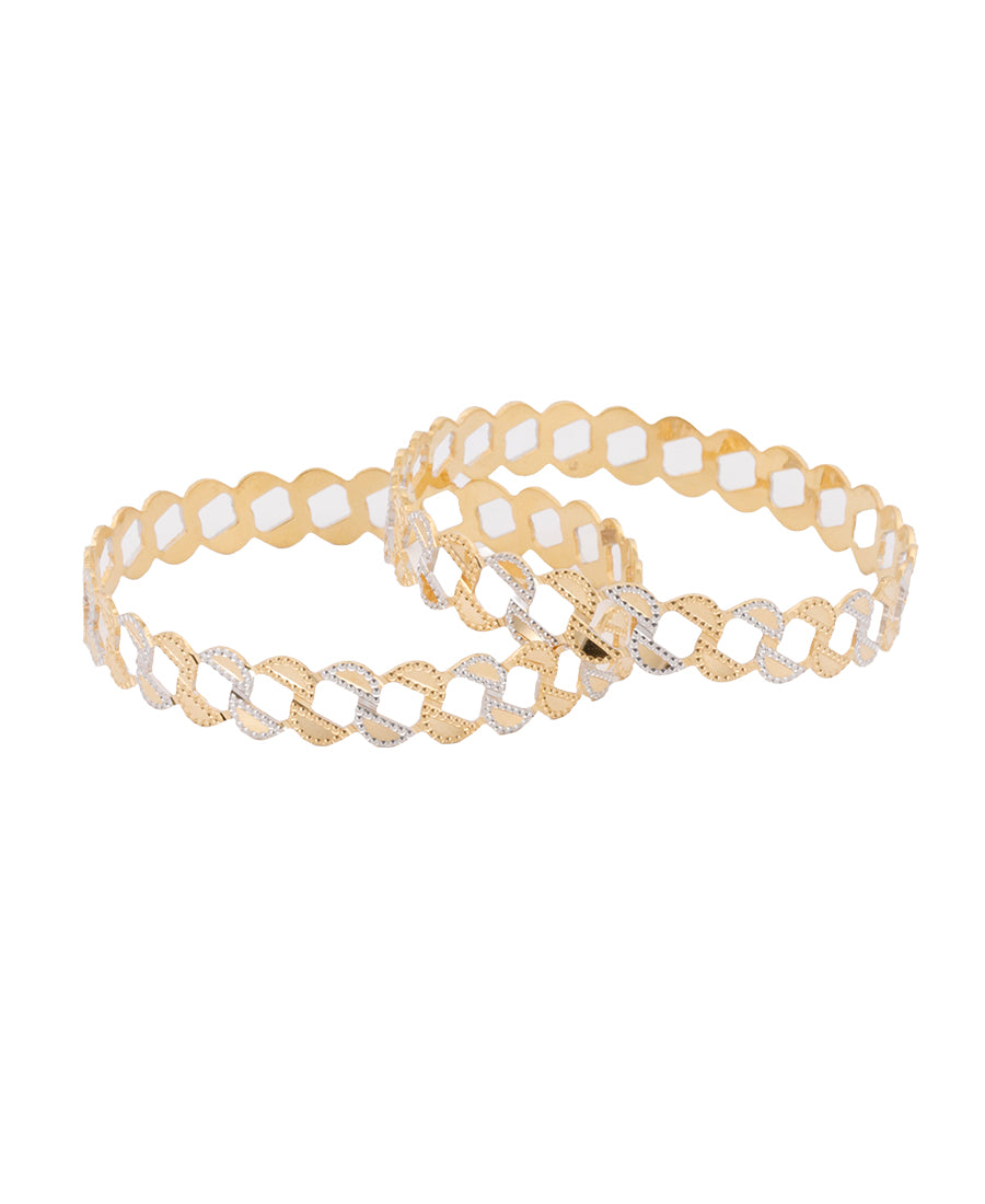 Bigeasy Jewellers 22K Two-Tone Gold Bangle – 27.8g, Size 2.5